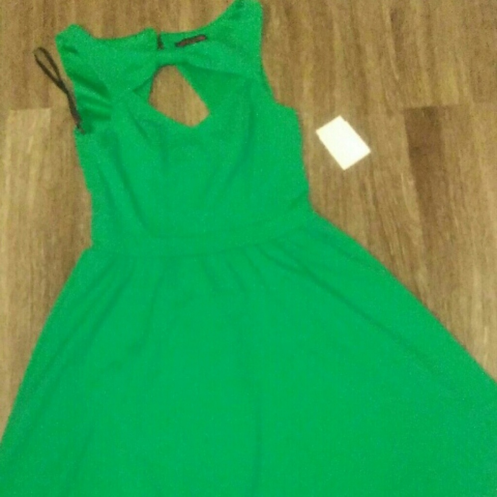 Chest open/ back open green dress
